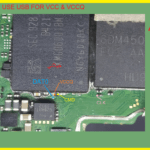 An image of a motherboard with a chip on it.