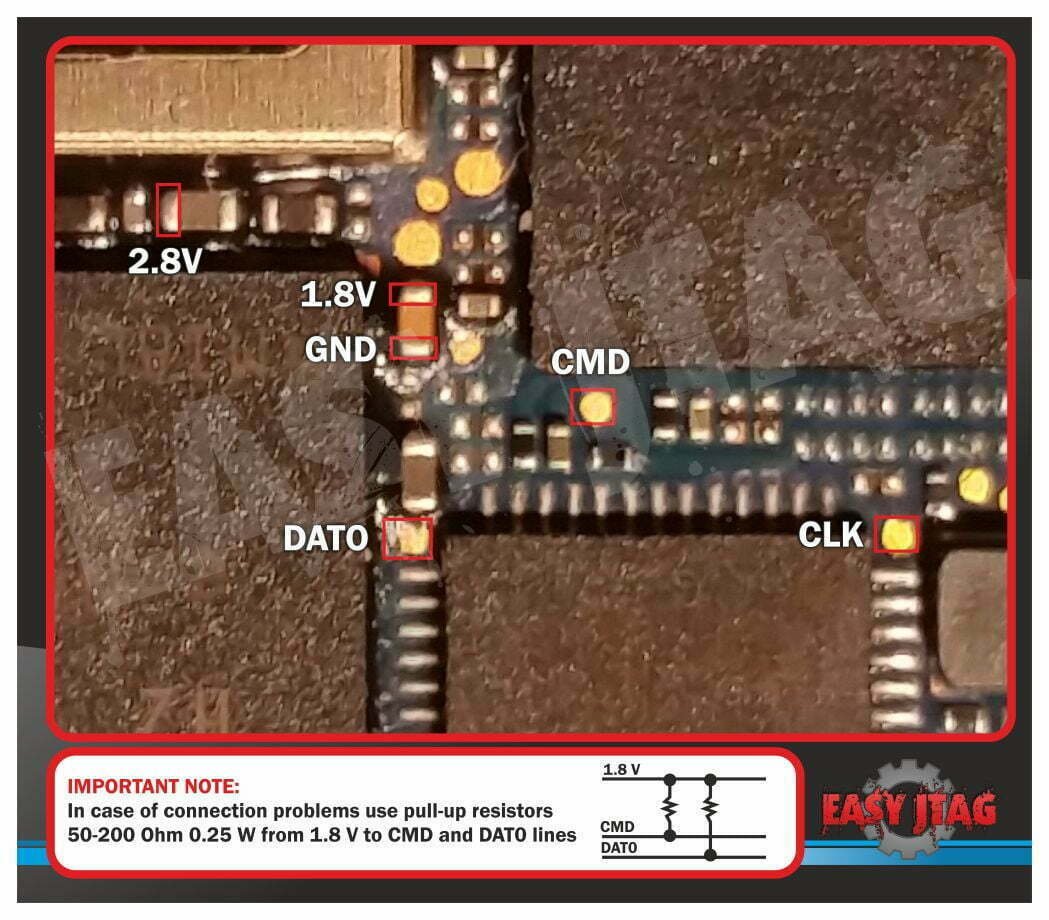 A diagram showing the parts of a circuit board.