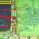A diagram of a circuit board with different parts labeled.